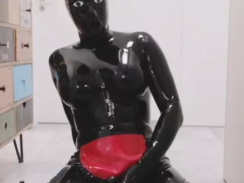 Rubber latex sissy about inclusive hood